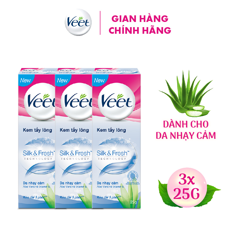 Bộ 3 Kem Tẩy Lông Cho Da Nhạy Cảm Veet Silk Fresh 25G