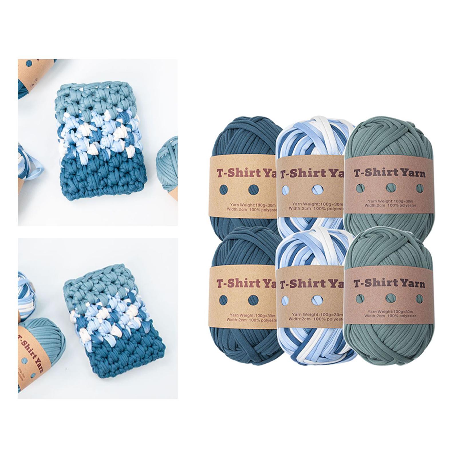 6x T Shirt Yarn 3 Colors Easy to Wash Knitting Yarn for Blanket Throw Pillow