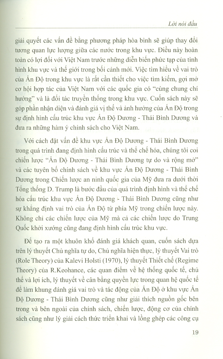 ẤN ĐỘ Trong Sự Định Hình Cấu Trúc Khu Vực ẤN ĐỘ DƯƠNG - THÁI BÌNH DƯƠNG (Sách chuyên khảo)