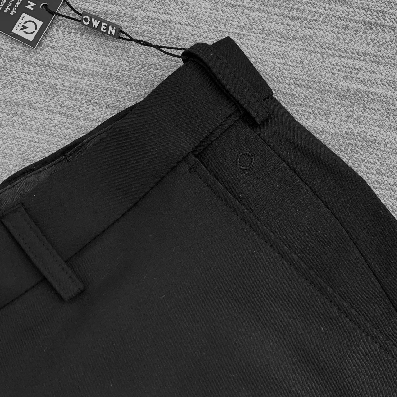 OWEN - Quần âu nam màu ĐEN Slimfit cạp tăng đơn co dãn