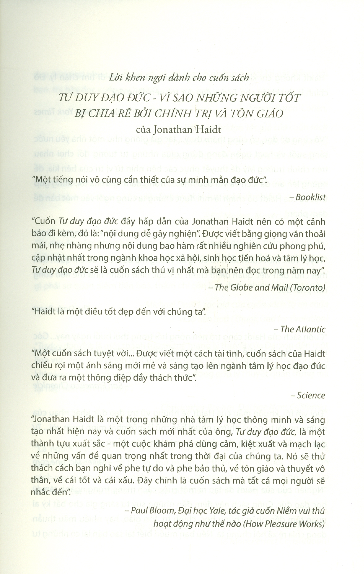 Tư Duy Đạo Đức - Vì Sao Những Người Tốt Bị Chia Rẽ Bởi Chính Trị Và Tôn Giáo (Sách tham khảo) - Tái bản lần thứ ba năm 2021