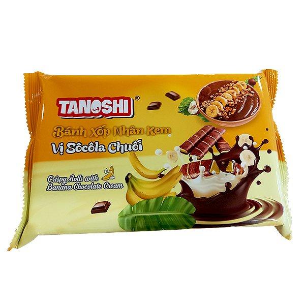 BÁNH XỐP TANOSHI VỊ SÔ CÔ LA CHUỐI 100G 10 GÓI