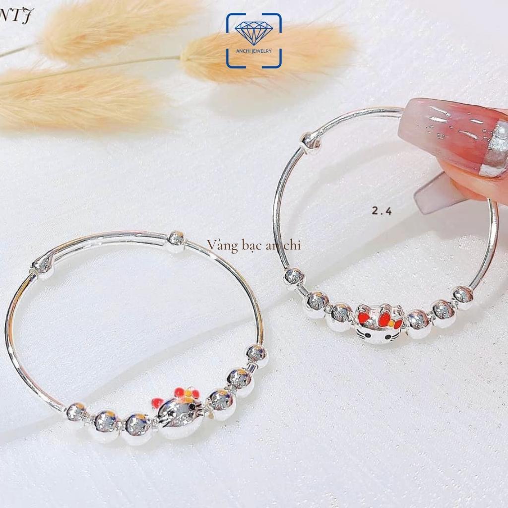 Vòng tay, lắc tay cho bé gái có chuông charm bạc ngộ nghĩnh, trang sức Anchi jewelry