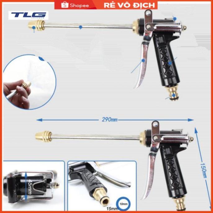 Bộ dây vòi xịt nước rửa xe, tưới cây . tăng áp 3 lần, loại 20m 206318 đầu đồng, đai, nối