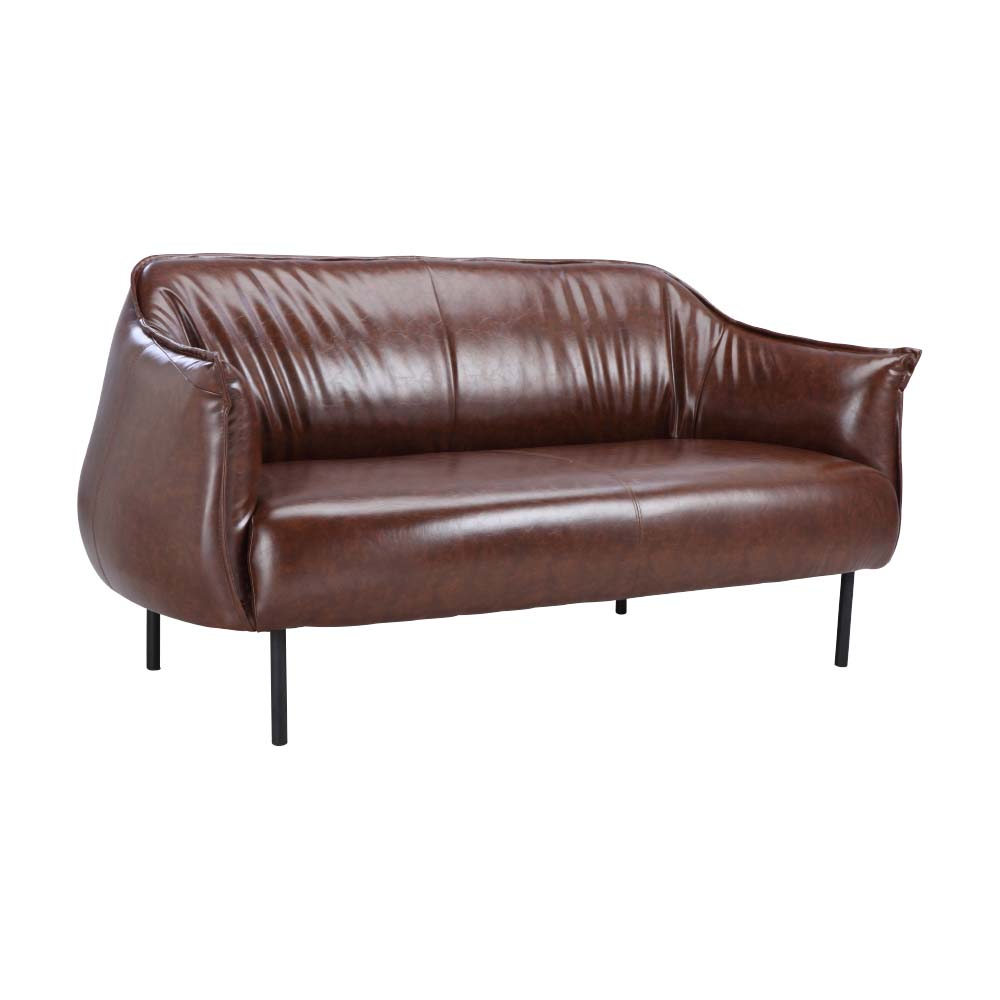Ghế sofa đôi GRUFF khung gỗ, đệm bọc da PVC bóng cao cấp màu nâu | Index Living Mall - Phân phối độc quyền tại Việt Nam