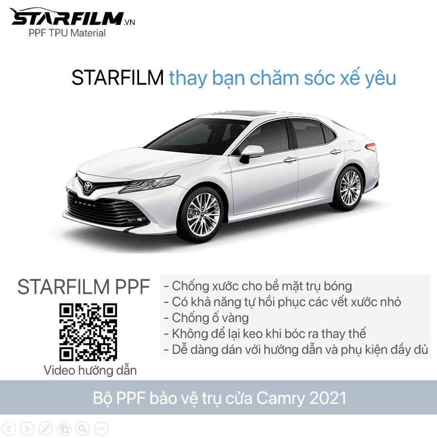 Toyota CAMRY 2021 ~ 2022 PPF TPU Trụ bóng chống xước tự hồi phục STARFILM