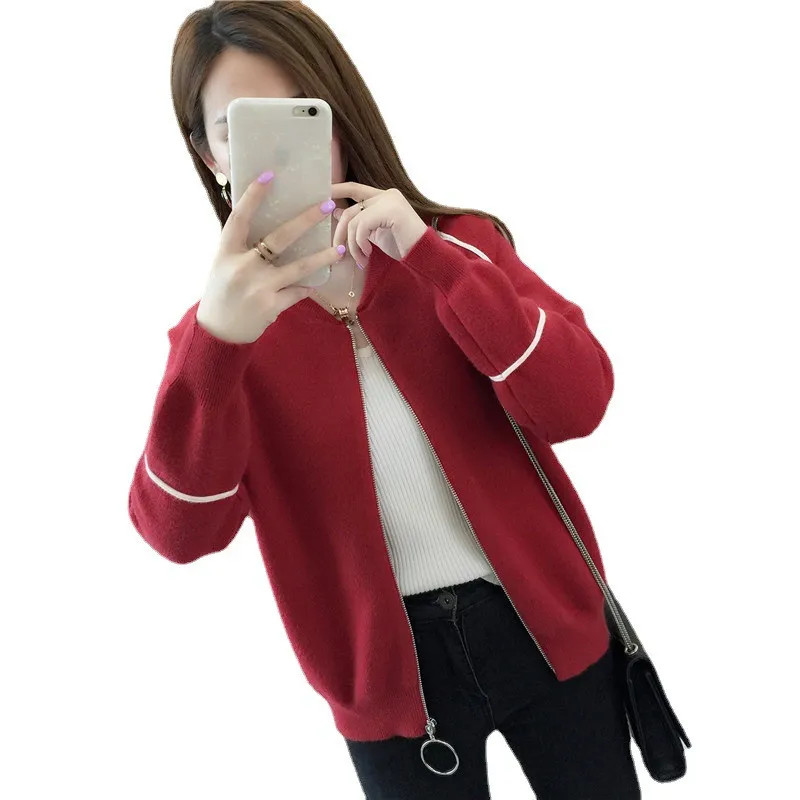 Áo khoác cardigan nữ dáng ngắn có khoá kéo len mềm mại phong cách Hàn Quốc freesize dưới 63kg