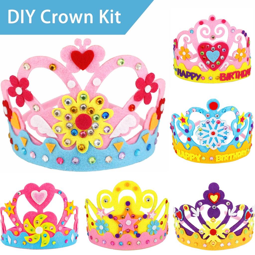 Vương Miện Công Chúa Bằng Vải Không Dệt Đính Kim Sa Làm Thủ Công DIY Trang Trí Tiệc Sinh Nhật Cho Bé
