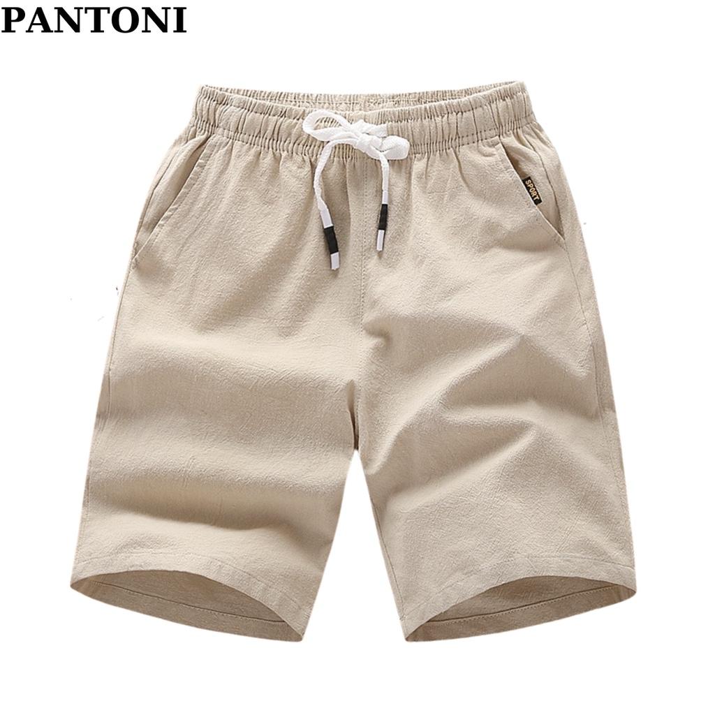 Quần short nam Pantoni chất đũi mềm mát, quần ngố nam chuẩn form cạp chun dây rút(SD79