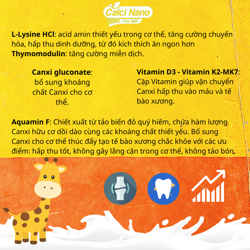 Siro uống Calci Nano Milk Tảo Biển bổ sung canxi cho người lớn và trẻ em hỗ trợ phát triển xương răng tăng sức đề kháng ăn ngủ ngon Hộp 20 ống Tâm An Pharma