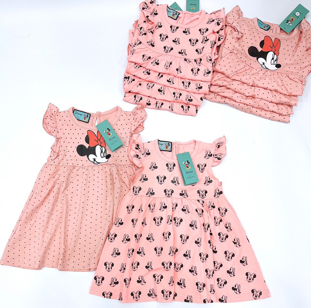 SET 2 VÁY MICKEY THUN CỘC TAY MÙA HÈ CHO BÉ GÁI SIÊU XINH, CHẤT VẢI MỊN COTTON 4C CO GIÃN XINH XẮN