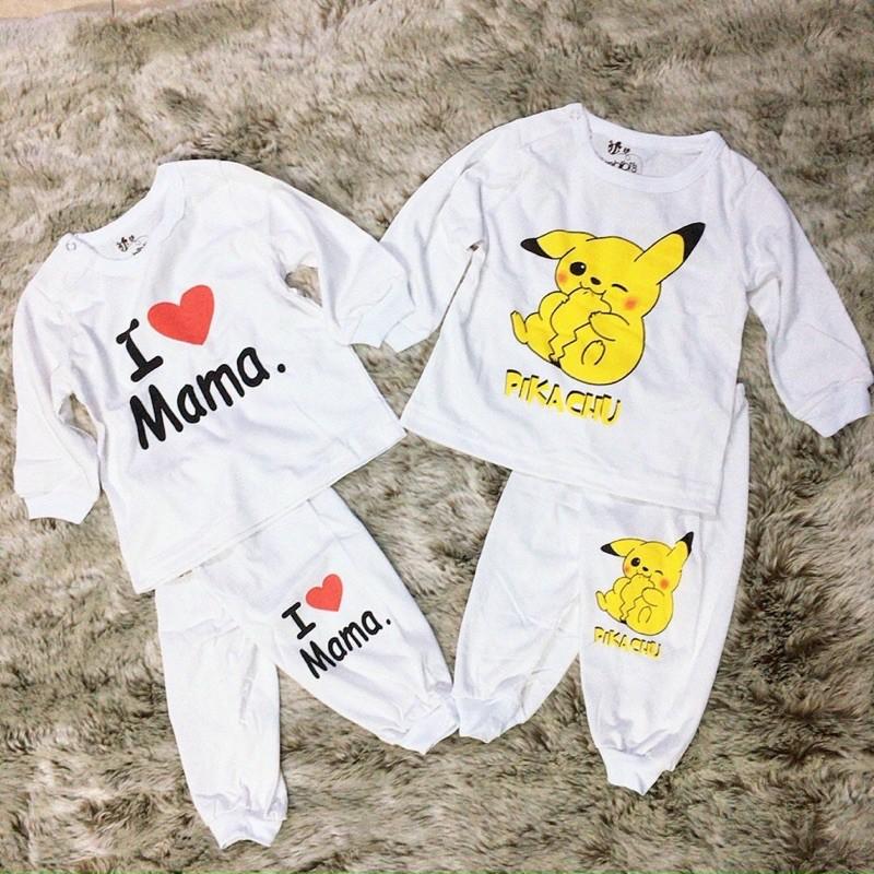 Combo 2 bộ đồ dài trắng bosbibi in hình thú Bo014 cho bé