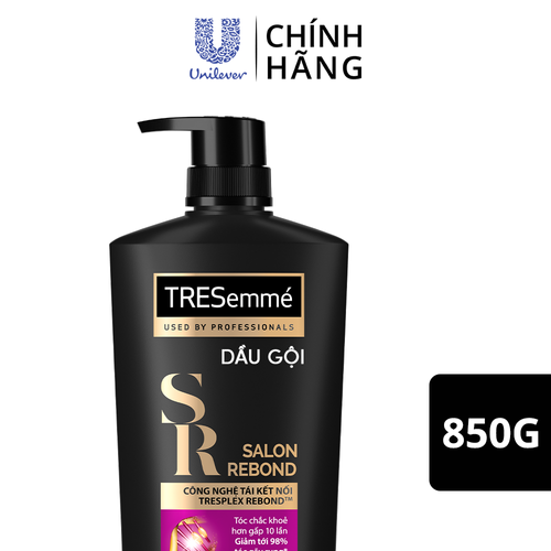 Dầu gội TRESEMME Salon Rebond dưỡng tóc hư tổn với Công nghệ Tái kết nối Keratin ngăn gãy rụng đến 98% 850g