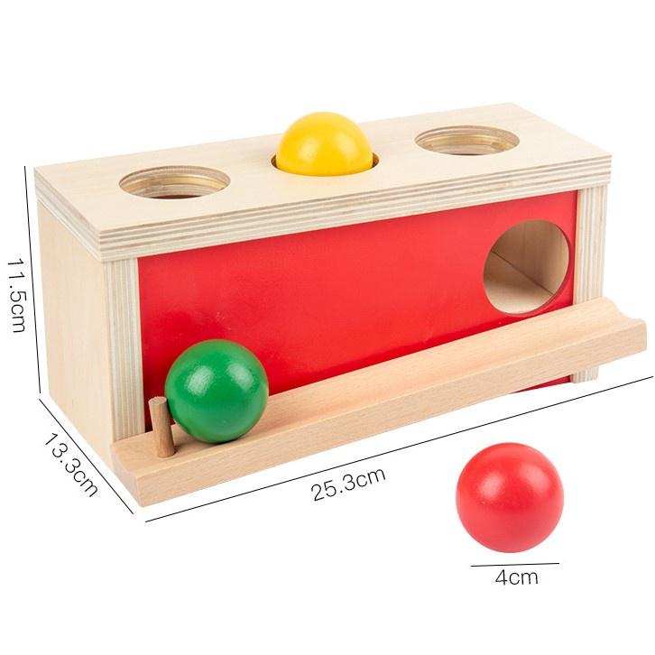 Hoạt động ấn bóng và theo dõi bóng lăn dạng hộp - Wooden Push Activity