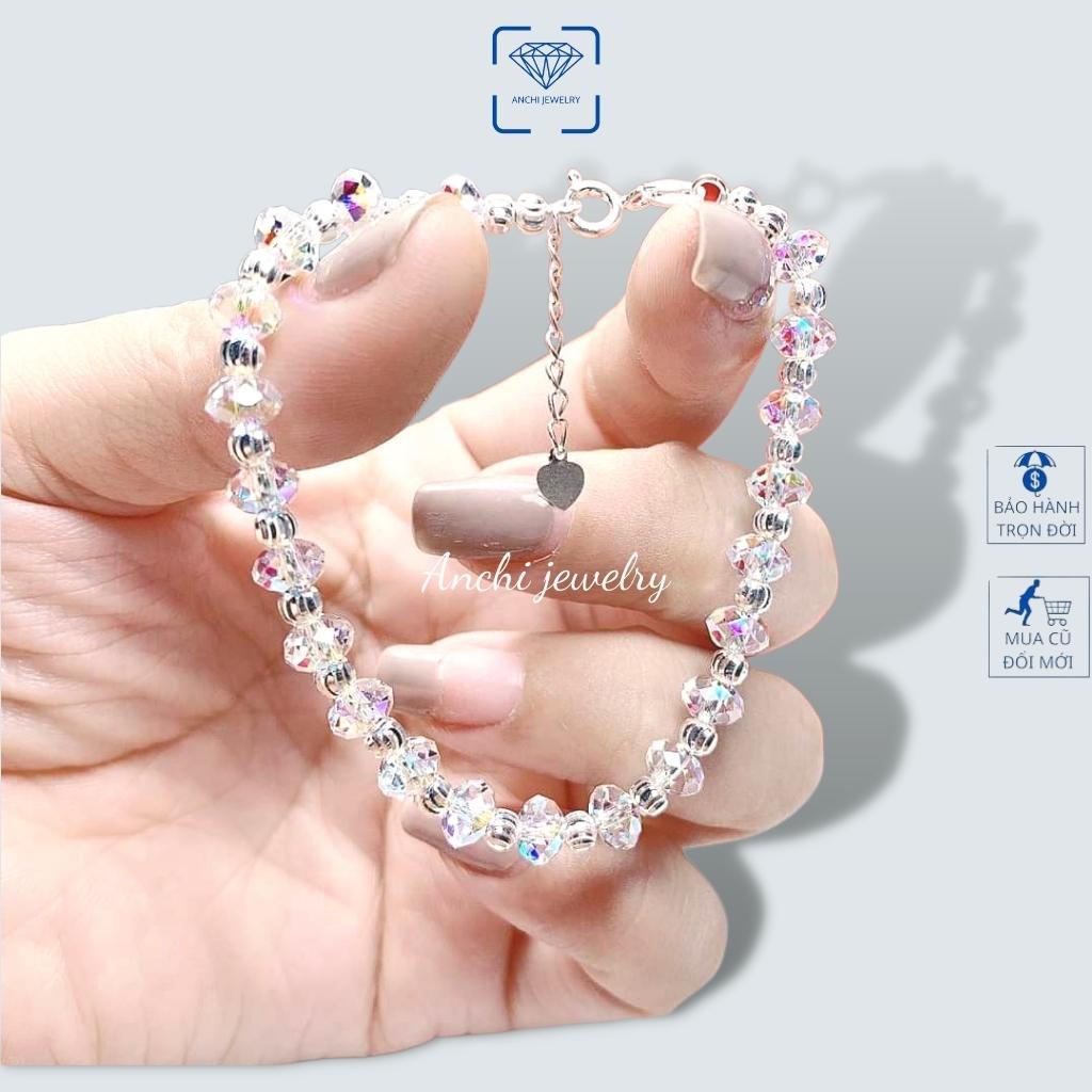Vòng tay đá pha lê nữ bạc ý 925 cao cấp đeo cực cute - Anchi jewelry, quà tặng bạn gái