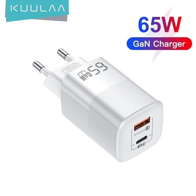 Cốc Sạc Nhanh Kuulaa GaN 65W - Công Nghệ Quick Charge 4.0, PowerDelivery 3.0 - Sạc Nhanh Cho Mac book, IPhone, Samsung, Android - Hàng Chính Hãng