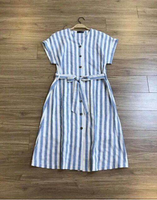 Váy Kẻ Dáng Suông Kèm Đai Cho Nữ