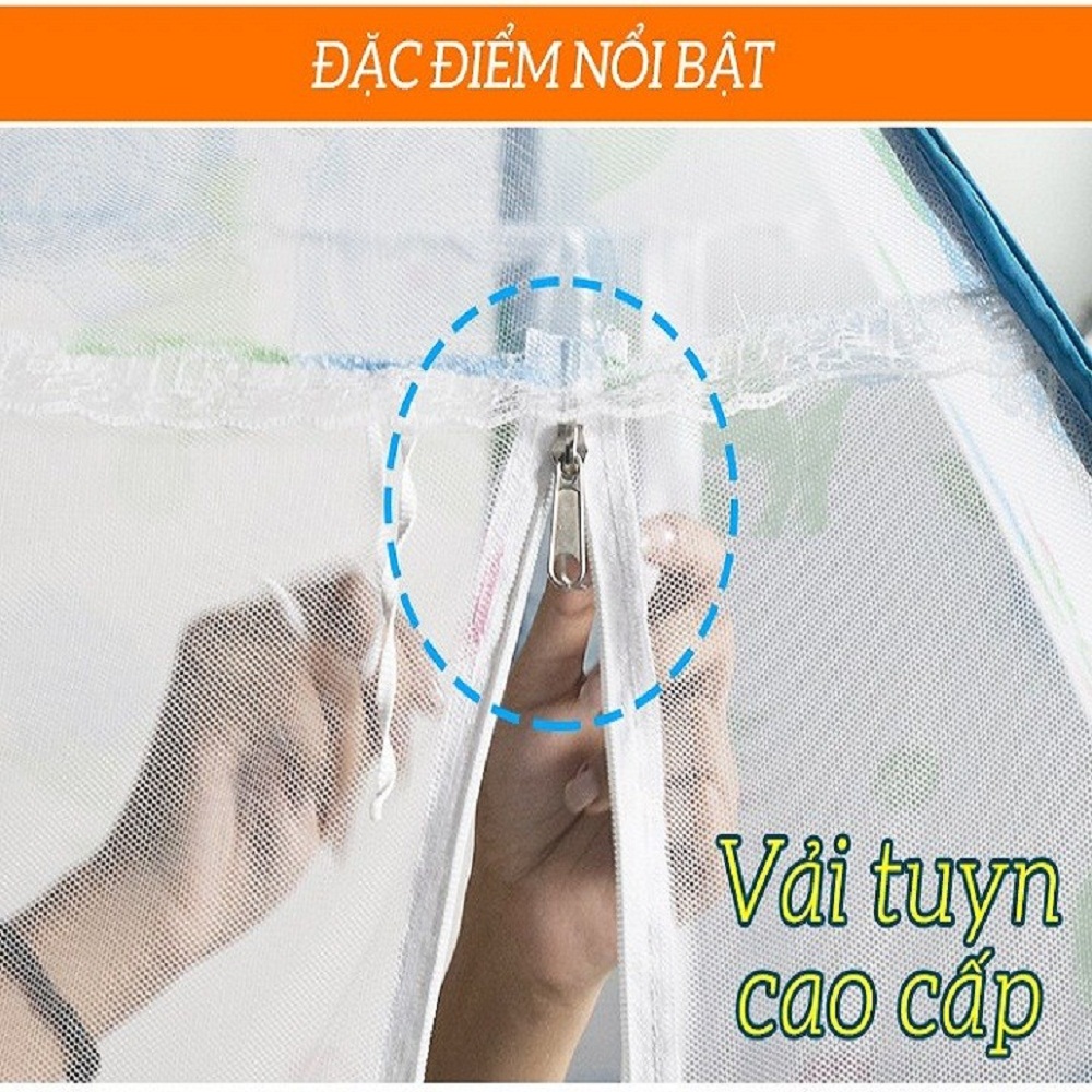 Màn chụp du lịch gấp gọn khung thép cao cấp kích thước 1,8m x 2m giao màu họa tiết ngẫu nhiên