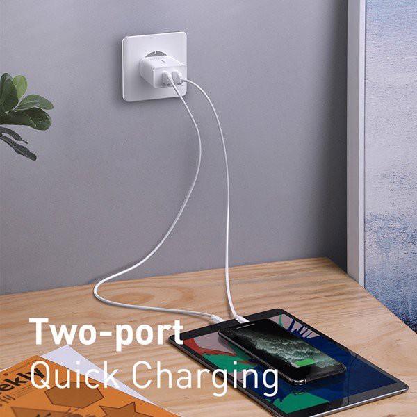 Cốc sạc nhanh Baseus Speed Mini 18W ( Dual USB, QC3.0/ PPS Quick Charger Support) -Hàng Chính Hãng