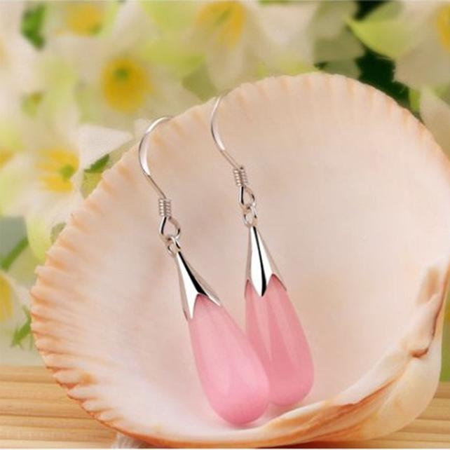 Bông tai móc vành đính đá hình giọt nước
