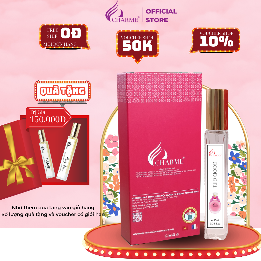 Nước hoa nữ cao cấp Charme Good Girl 10ml chai Test mini đem đến cảm giác ly kỳ, huyền bí khiến mọi người khám phá
