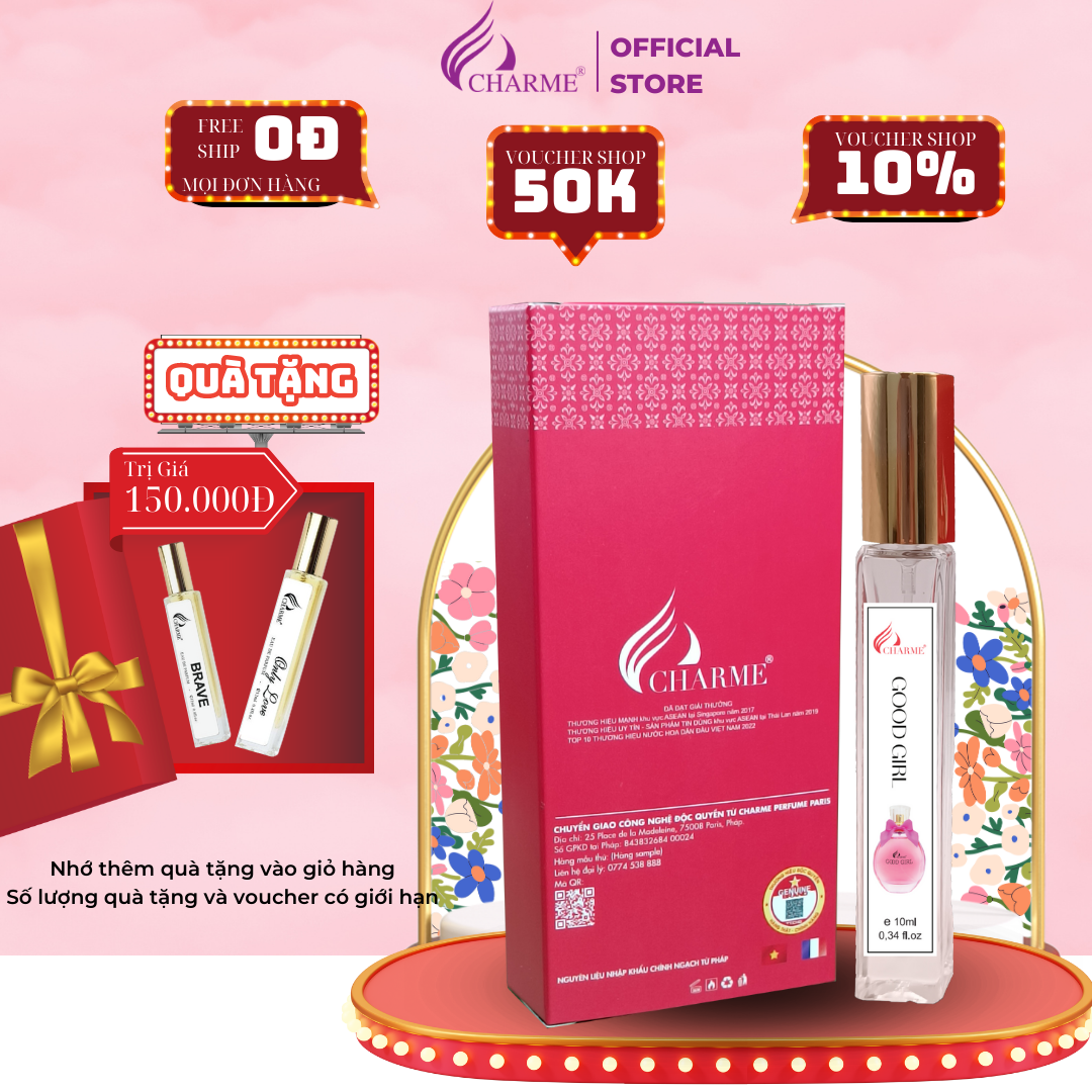 Nước hoa nữ cao cấp Charme Good Girl 10ml chai Test mini đem đến cảm giác ly kỳ, huyền bí khiến mọi người khám phá