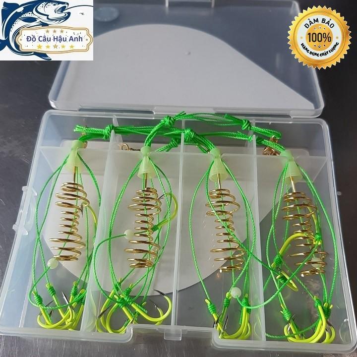 Hộp 4 lưỡi câu lăng xê xanh lưỡi siêu bén đủ size (lancer câu cá) ( giá siêu khuyến mại )