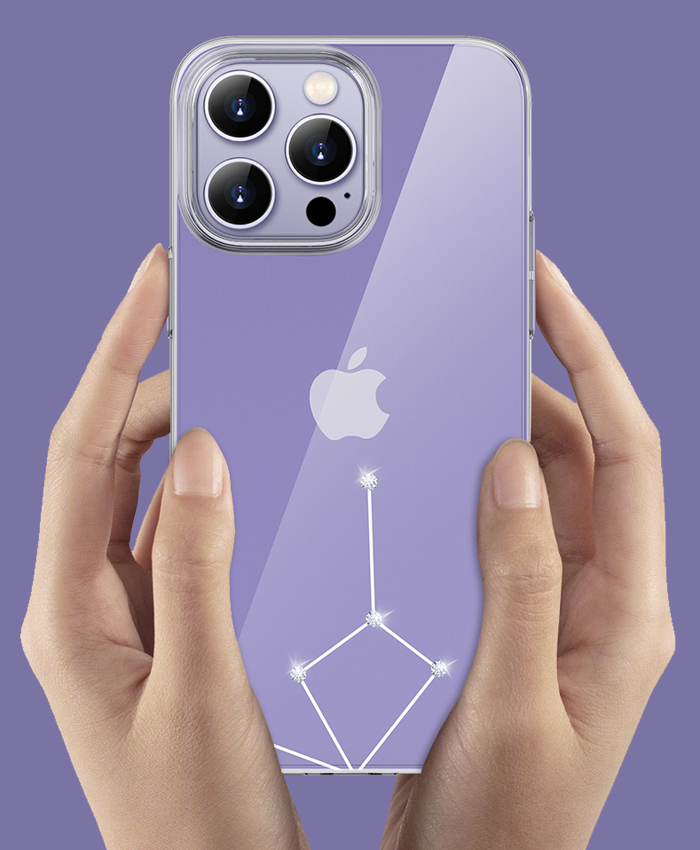 Ốp lưng cứng trong suốt đính đá dành cho iPhone 14 Pro hiệu Memumi - Hàng nhập khẩu