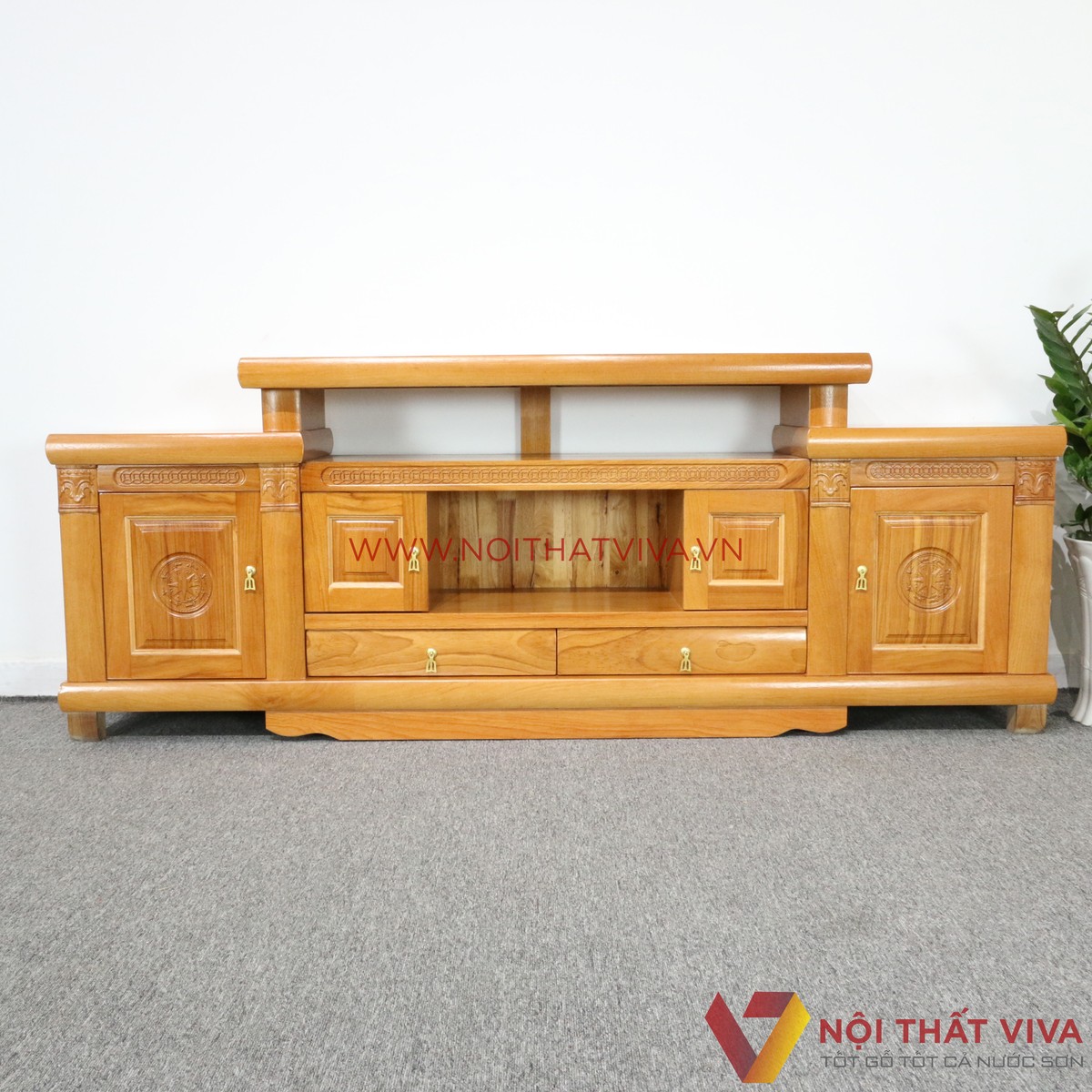 Kệ Tivi Gỗ Gõ Đỏ 2 Tầng Sang Trọng Đẹp Giá Rẻ