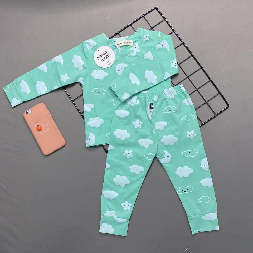 Bộ Cotton Dài Tay Cho Bé Bộ Thu Đông Dài Tay Minky Mom SỌC CƯỜI Cho Bé Trai Bé Gái