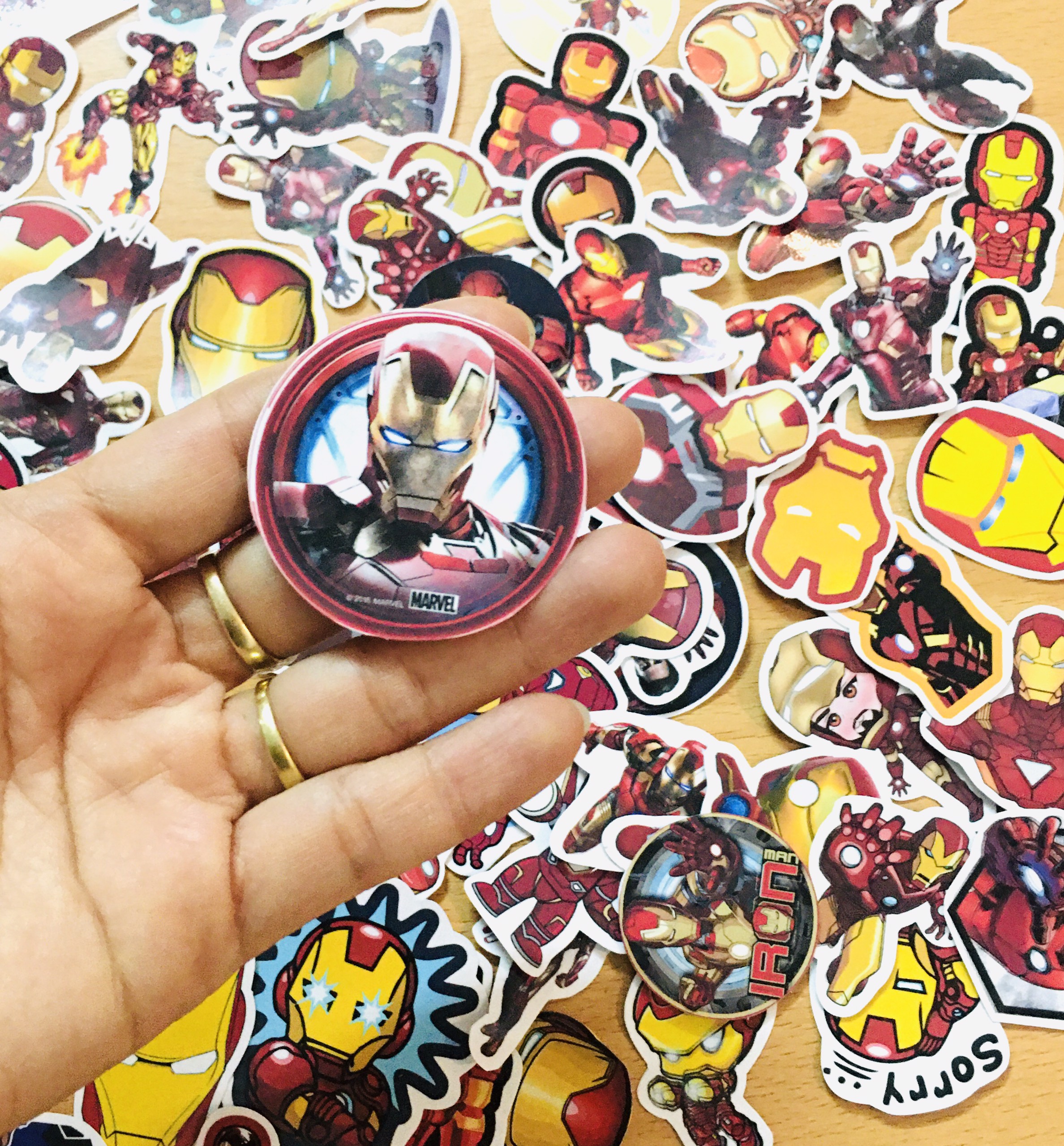 Set 60 Sticker Iron Man người sắt ảnh decal hình dán ép lụa