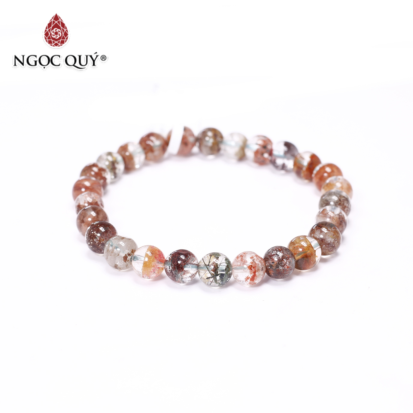 Vòng tay trơn đá thạch anh ưu linh đa sắc size hạt 7mm - Ngọc Quý Gemstones