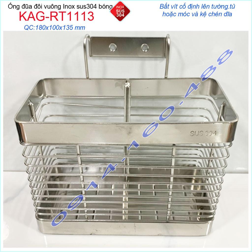 Ống đũa đôi vuông KAG-RT1113, ống đựng đũa nhà bếp Inox SUS304 siêu bền giá tốt sử dụng tốt