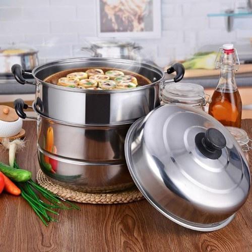 Nồi Hấp Inox 3 Tầng 28cm - Nồi Hấp Cao Cấp