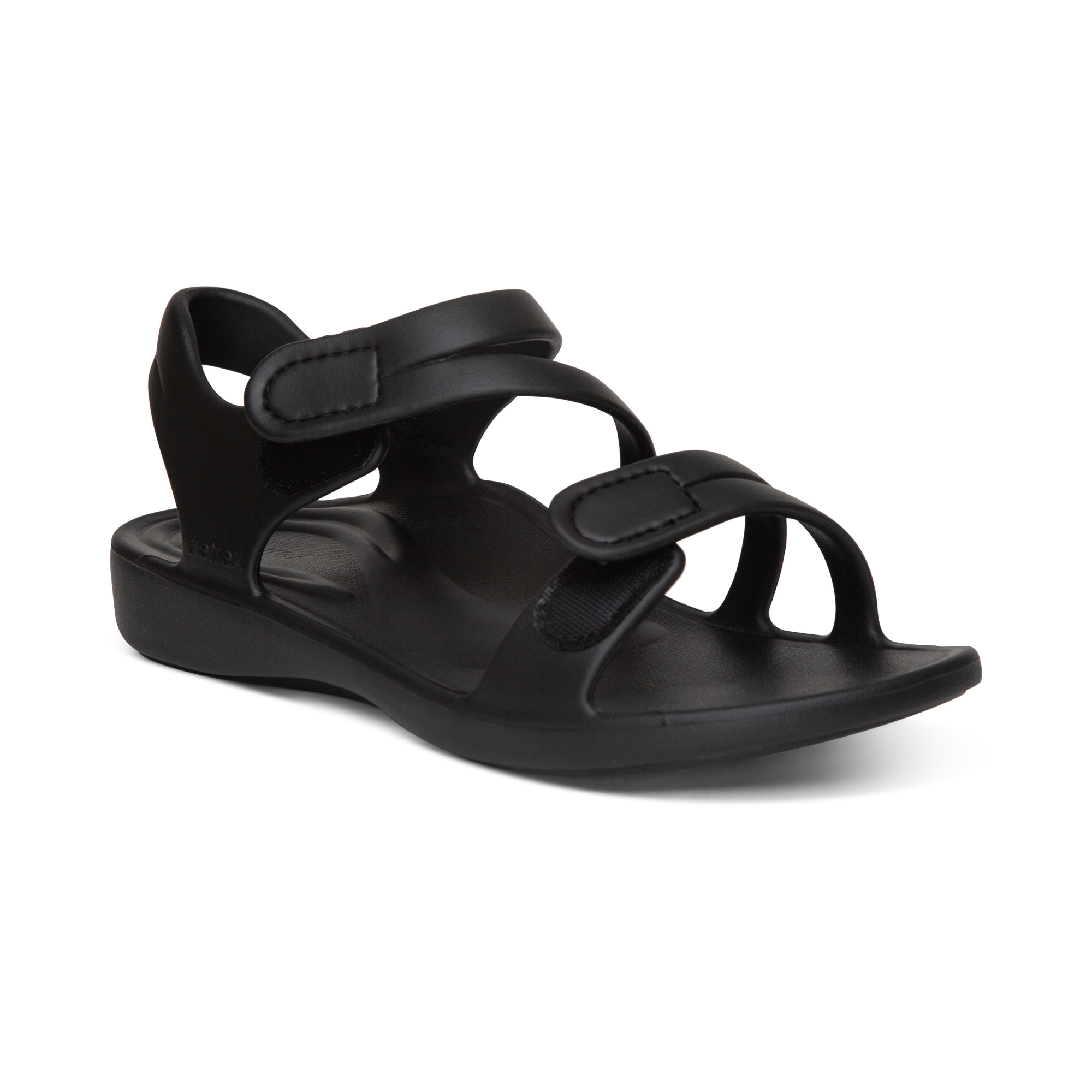 Sandal sức khoẻ nữ Aetrex Jillian Sport Black - Sandal quai dán siêu mềm nhẹ, chống thấm nước