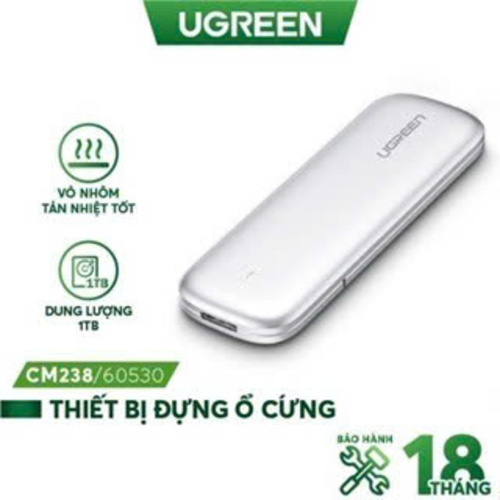 Thiết bị đựng ổ cứng UGREEN CM238 tương thích M2 SATA NGFF/NVME B-Key/M-Key và M+B Key 2280/2260/2242/2230 - Hàng chính hãng - Bảo hành 18 tháng