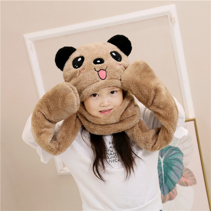Mũ gấu xám vải nhung Cotton cho các bé trai và bé gái