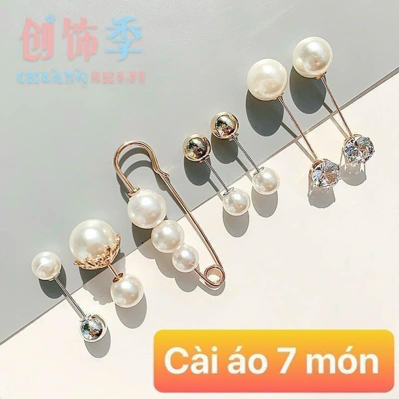 SET 7 MÓN CÀI ÁO NGỌC TRAI, TRÂM CÀI HAI ĐẦU PHONG CÁCH HÀN QUỐC