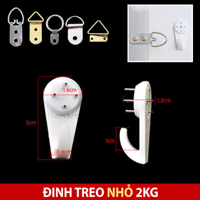 COMBO 2 Đinh 4 Chân Móc Nhựa Treo Tường Đinh Treo Tranh Ảnh Tiện Lợi Chịu Lực 3-5kg