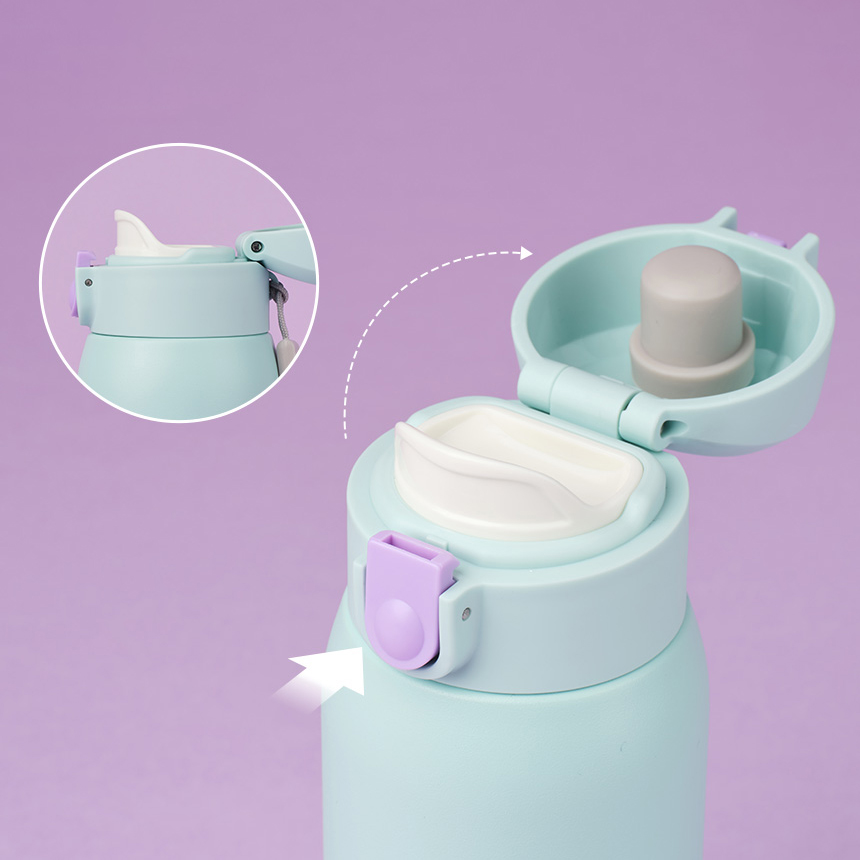 Bình giữ nhiệt LocknLock School Fit Cotton Candy 370ml LHC3233, Hàng chính hãng, chất liệu inox 304, có dây đeo - JoyMall