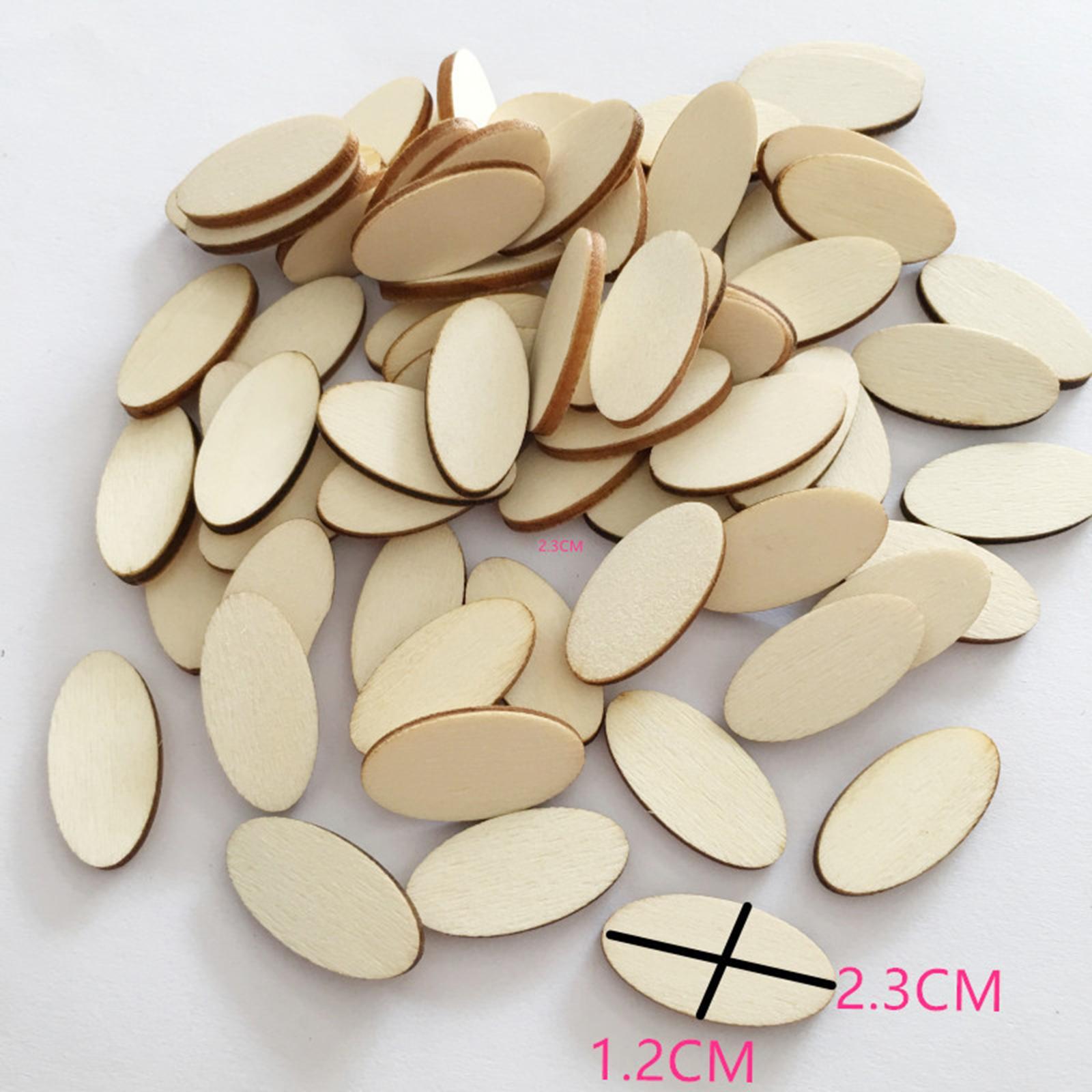 100 Pieces Rustic Oval Shapes Wooden Craft Decorations Wood Plaques Gift Tag Decor Supplies Arts Blank for Painting Home Crafts Projects DIY