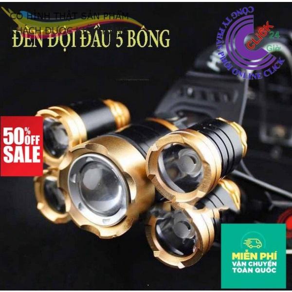 Đèn Đội Đầu Đeo Trán 5 Bóng Dùng Pin Sạc 4 Chế Độ Siêu Sáng - Hàng Cao Cấp