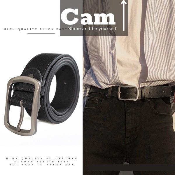 Thắt lưng nam da Hàn Quốc chữ nhật bo viền Unisex da đẹp Dây nịt lưng nam Ulzzang phong cách Hàn Quốc bản to 3.8cm Cam