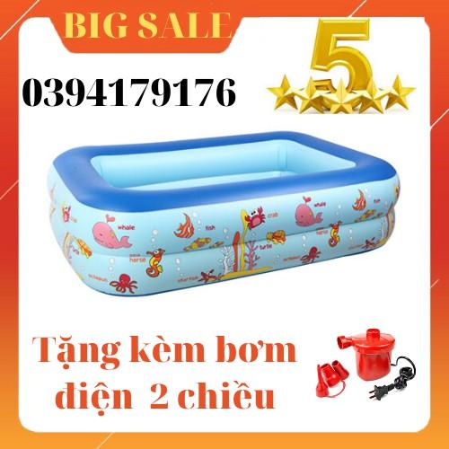 Bể bơi cho bé loại dày 2 tầng 1m2 tặng bơm điện, bóng