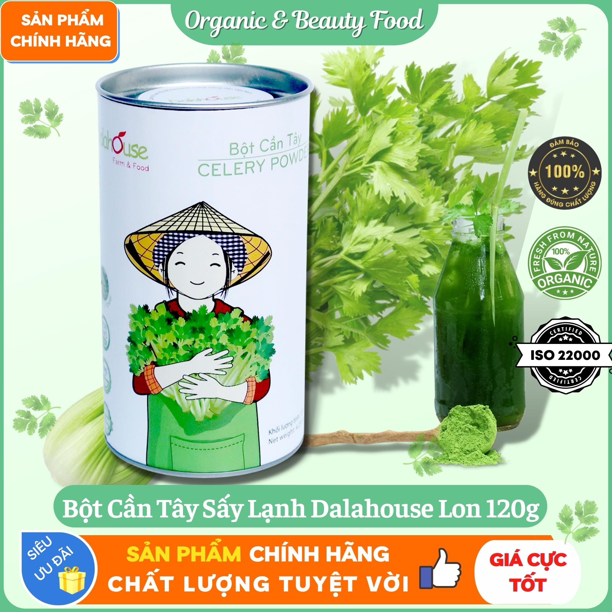 Bột Cần Tây Hữu Cơ Nguyên Chất Sấy Lạnh Dalahouse - Lon 120g - Hỗ trợ giảm cân, cao huyết ap, ngăn chặn gia tăng mỡ trong máu - Da sáng, Dáng thon, Thanh lọc cơ thể.