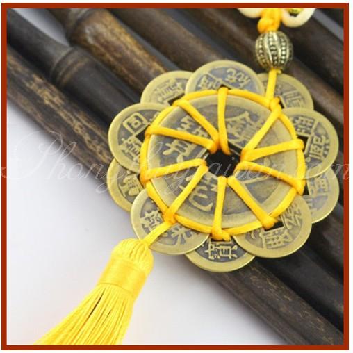 Dây xu HOA MAI THẬP TOÀN dài 30cm chiêu lộc ô tô,két sắt...