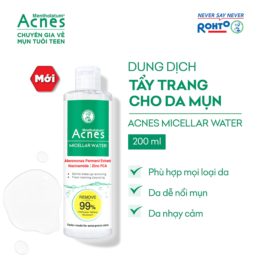 Nước tẩy trang cho da mụn Acnes Micellar Water 200ml