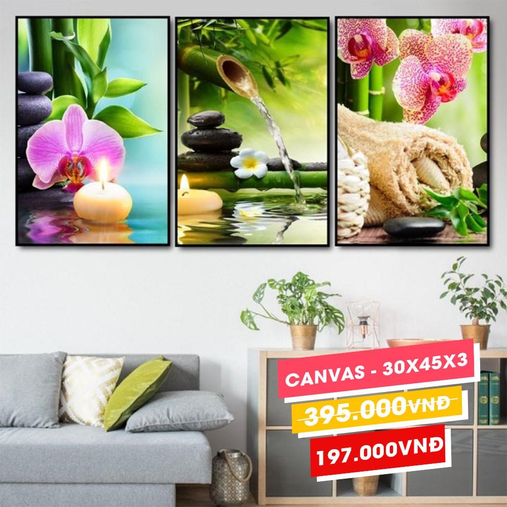 Tranh treo tường,Bộ 3 tranh canvas trang trí quán SPA 40*60 không khung