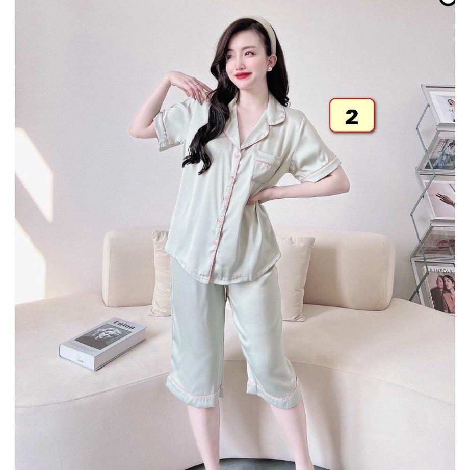 Bộ Pyjma Nữ Quần Lững, Tay Ngắn, Lụa Latin 40-55kg