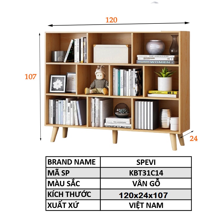 Kệ Sách Gỗ Gia Đình FIVO Mã FB60 Với Chất Liệu Gỗ MDF Cao Cấp, Xu Hướng Mới Của Năm, Có Kèm Tấm Lưng (Kích Thước 120x24x107cm)